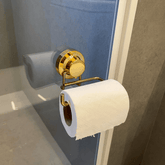 Suporte Porta Papel Higiênico Fixação por Ventosa Dourado - Ela Decora